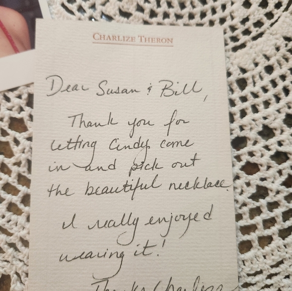 CHARLIZE THERON WORN VINTAGE STERLING SILVER CRYSTAL NECKLACE - Picture 4 of 7